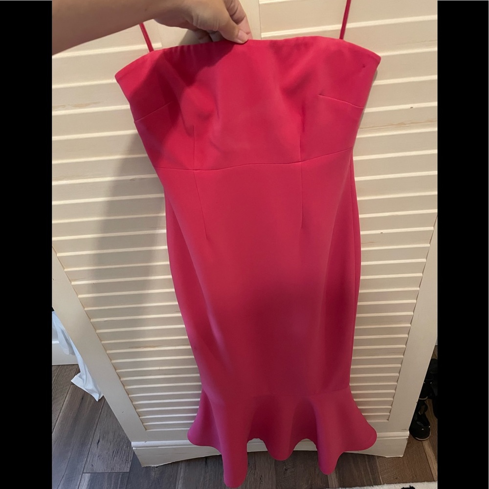 cinq a sept Hot Pink Strapless Mermaid Dress